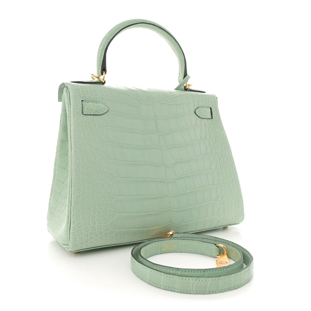 Matte Alligator Kelly Retourne 28 Vert D'eau