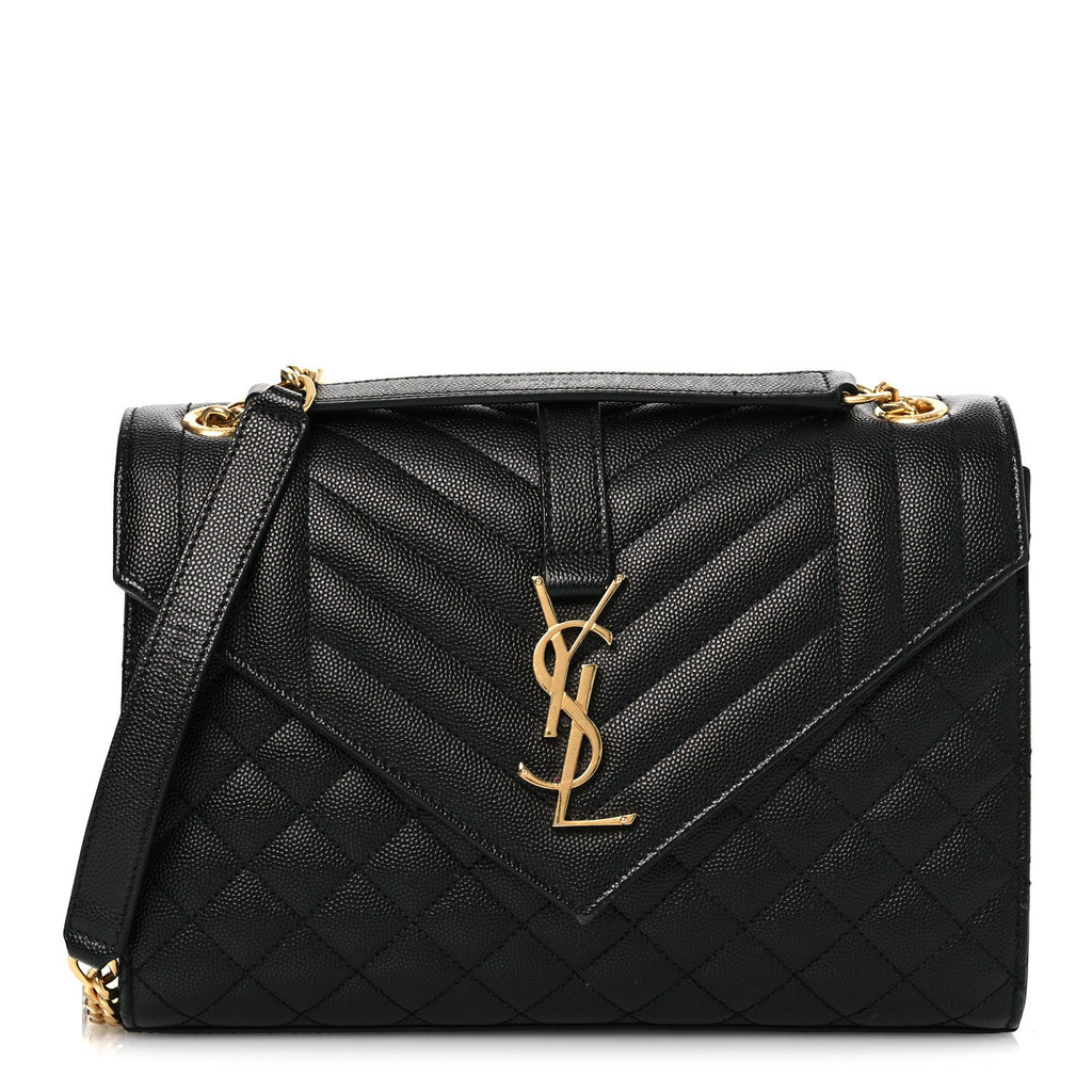 Grain De Poudre Textured Mixed Matelasse Triquilt Medium Monogram Satchel Black