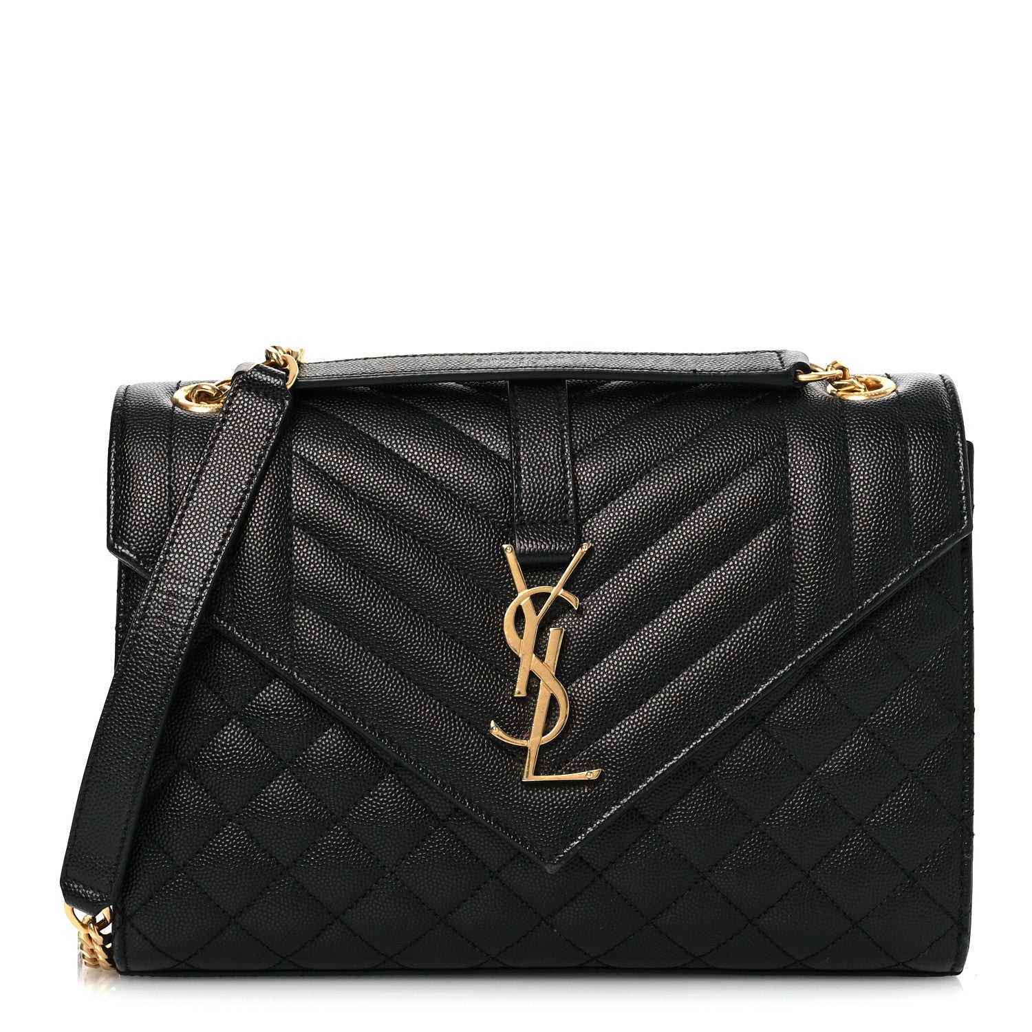 Grain De Poudre Textured Mixed Matelasse Triquilt Medium Monogram Satchel Black