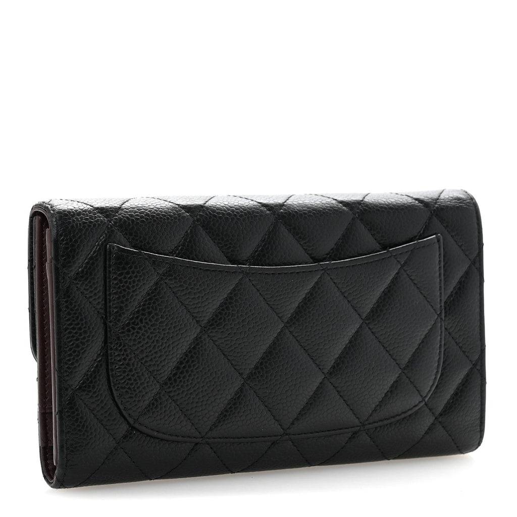 Caviar Quilted Large Flap Wallet Black