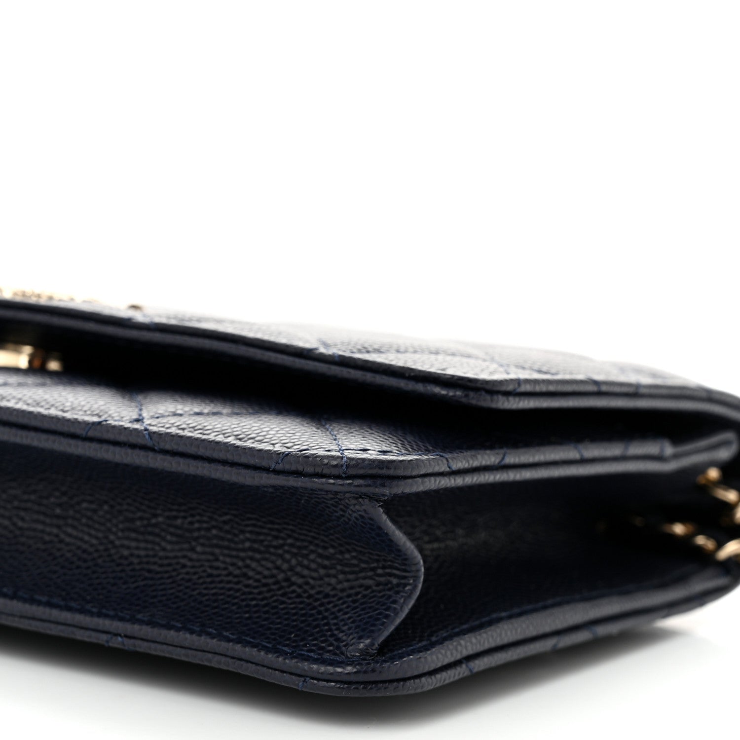 Caviar Quilted Hammered CC Wallet on Chain WOC Navy Blue