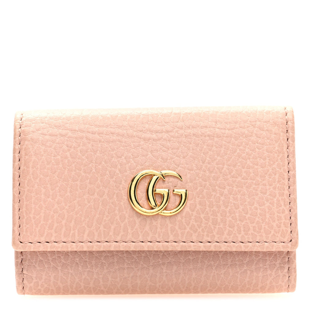Dollar Calfskin GG Marmont 6 Key Holder Perfect Pink