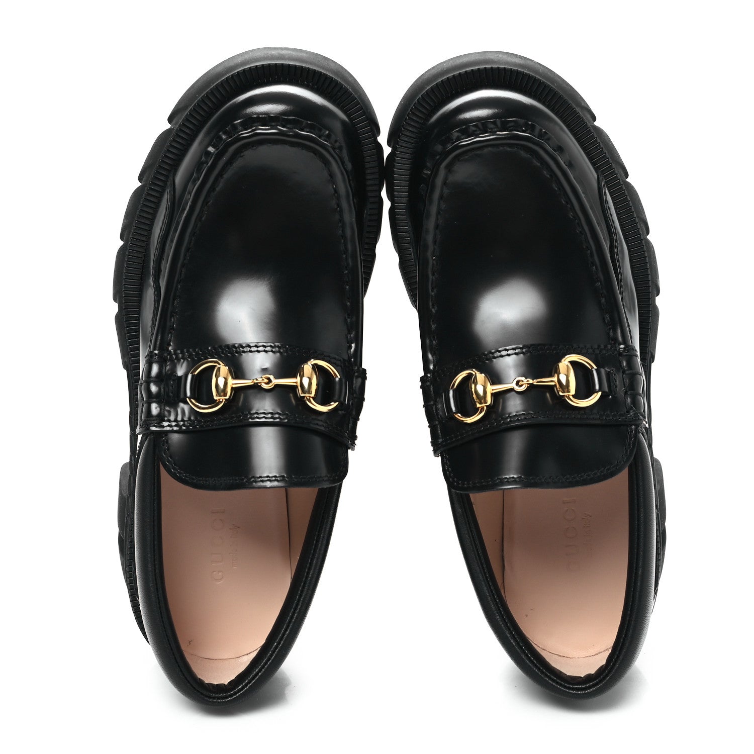 Magnum Calfskin Nappa Samoa Womens Horsebit Platform Chunky Lug Sole 40mm Loafers 35 Black
