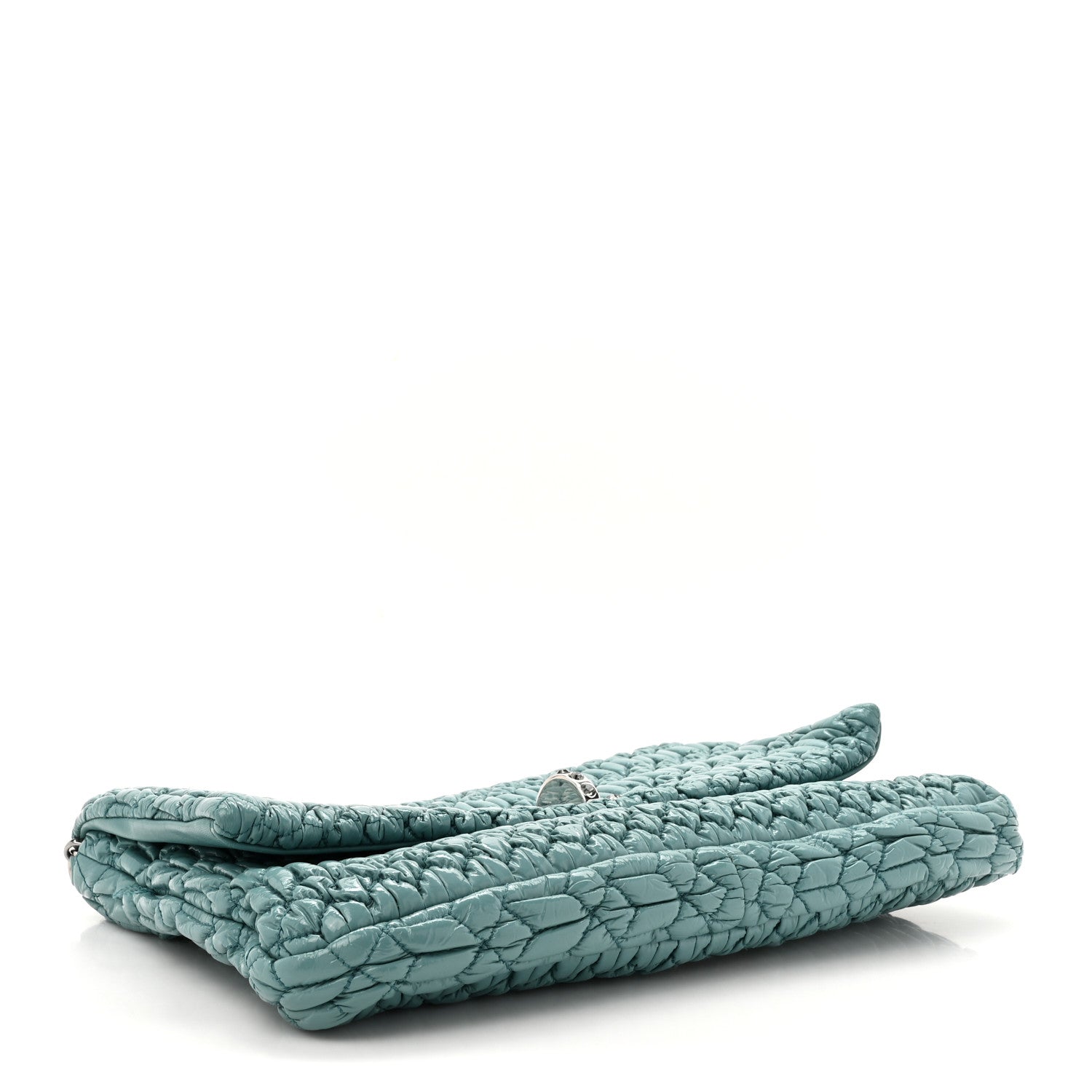Nappa Matelasse Crystal Flap Clutch Turchese