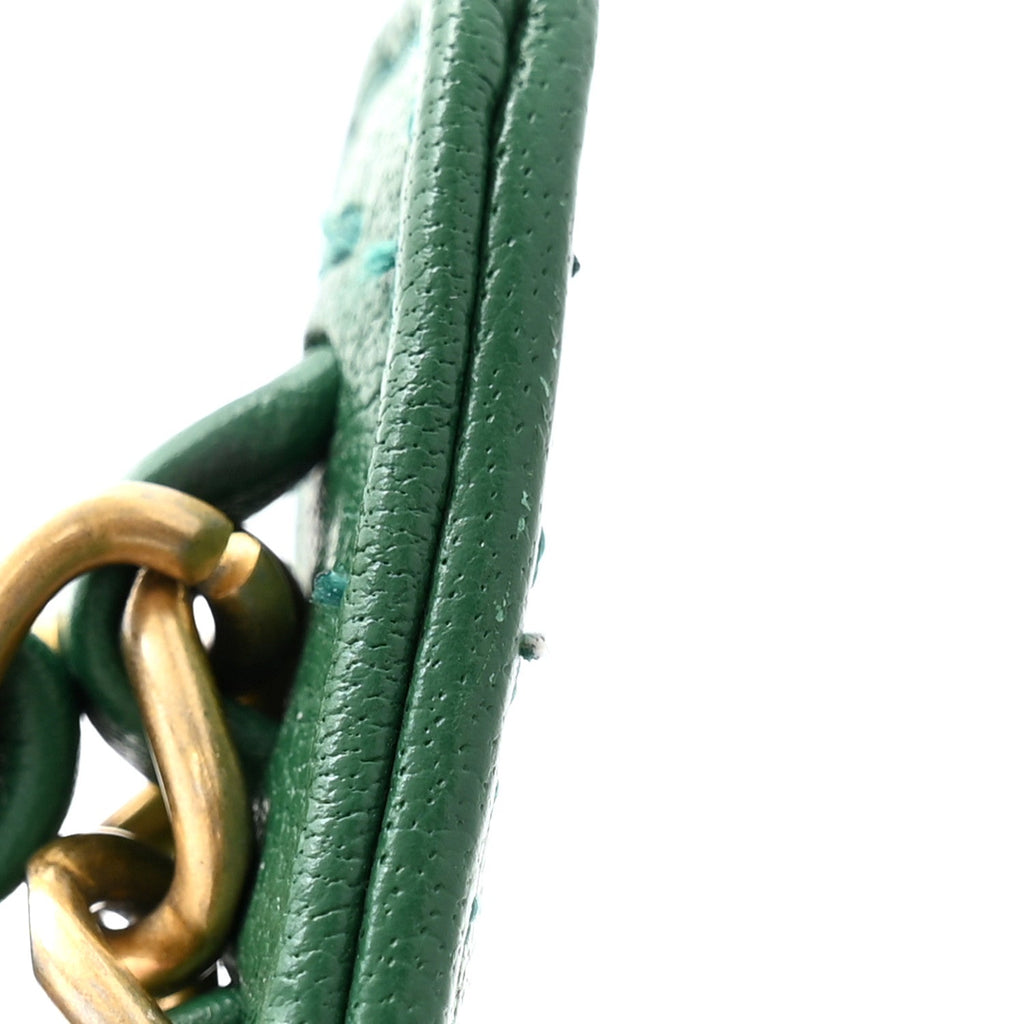 Lambskin Quilted Chain Infinity Top Handle Flap Green
