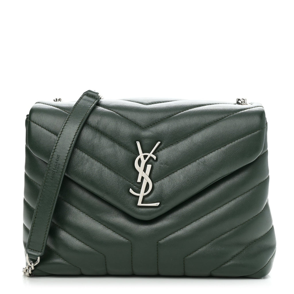 Calfskin Y Quilted Monogram Small Loulou Chain Satchel Olive
