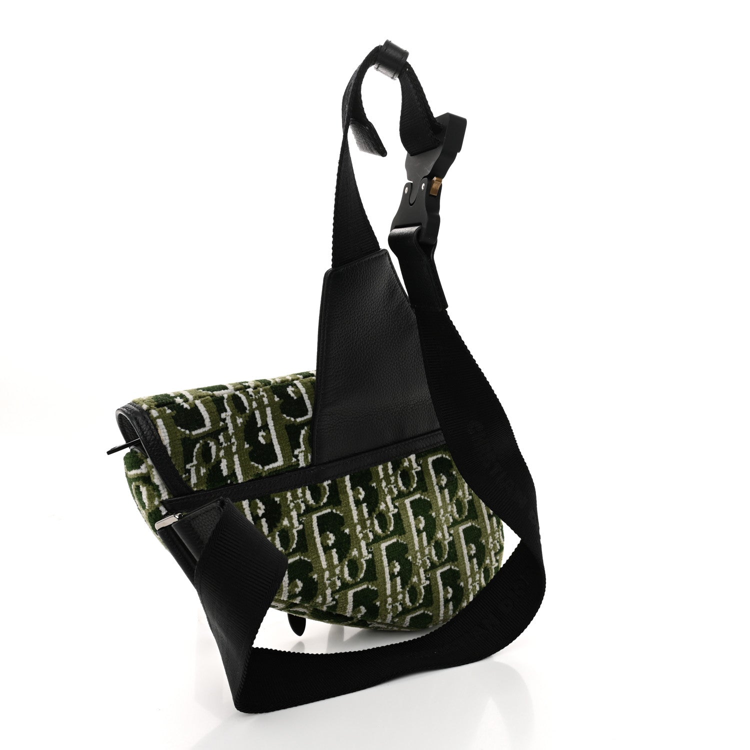 Velvet Oblique Mens Saddle Bag Black Green