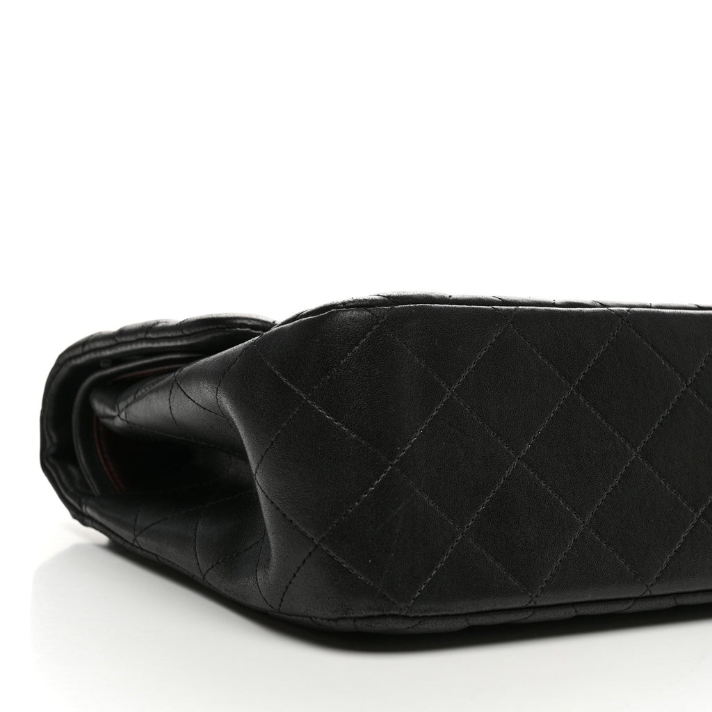 Lambskin Quilted Jumbo Double Flap Black