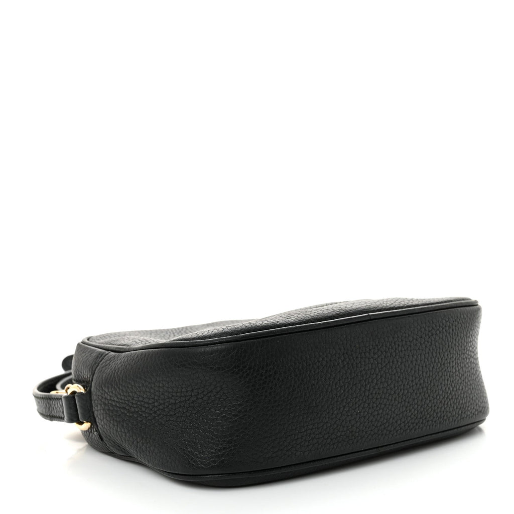 Pebbled Calfskin Small Soho Disco Bag Black