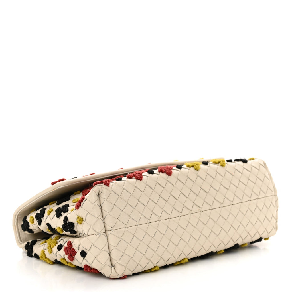 Nappa Intrecciato Embroidered Mosaic Olimpia Shoulder Bag White Multicolor