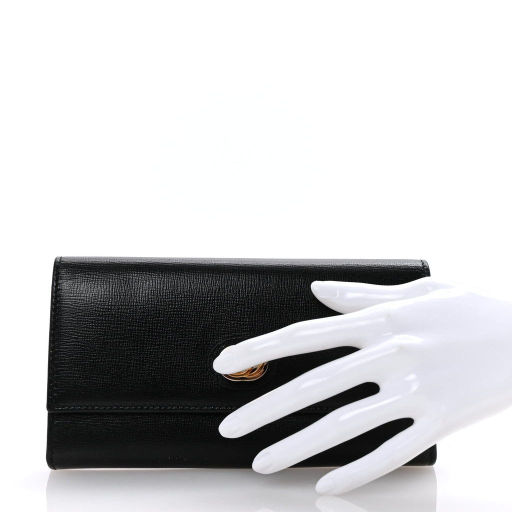 Azalea Calfskin Marina Long Wallet Black