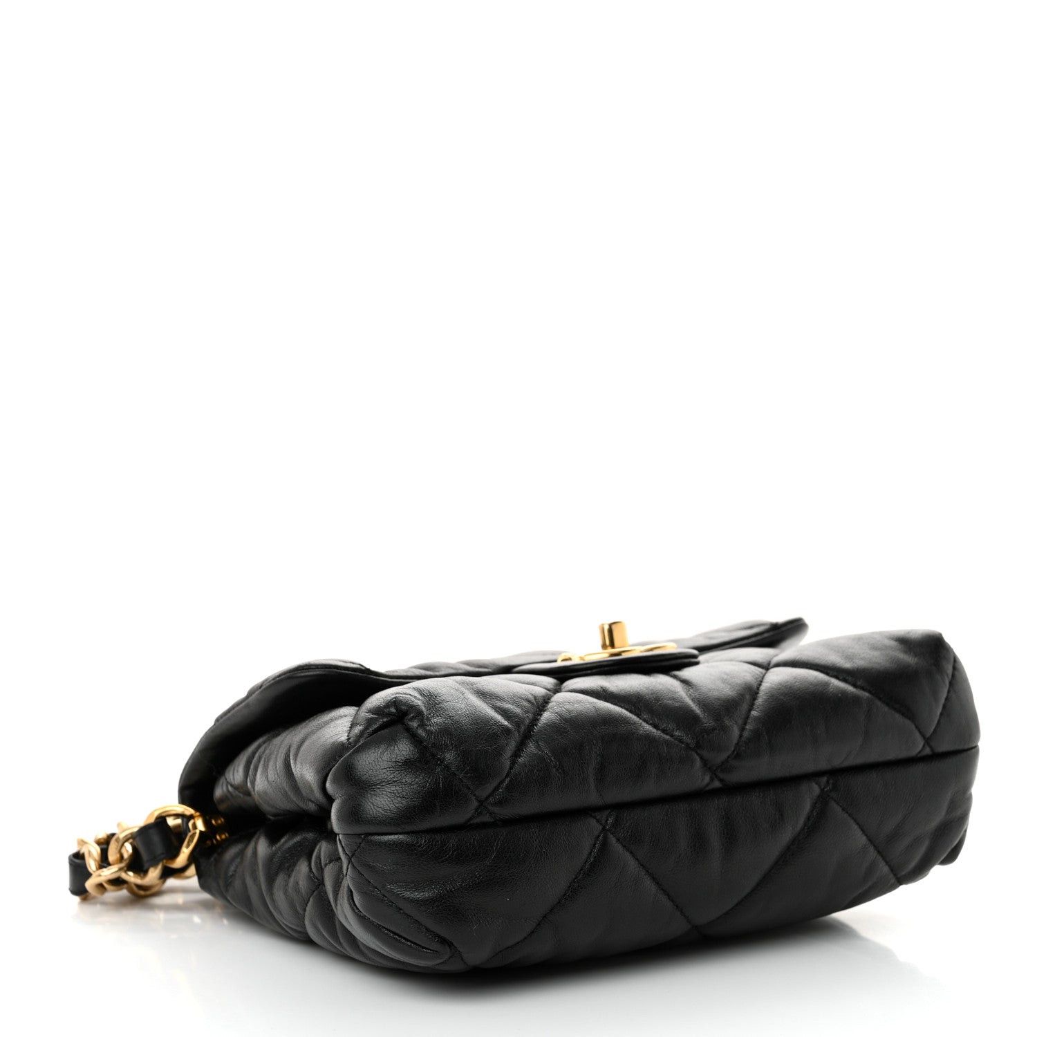 Lambskin Quilted Small Chain Top Handle Flap Black