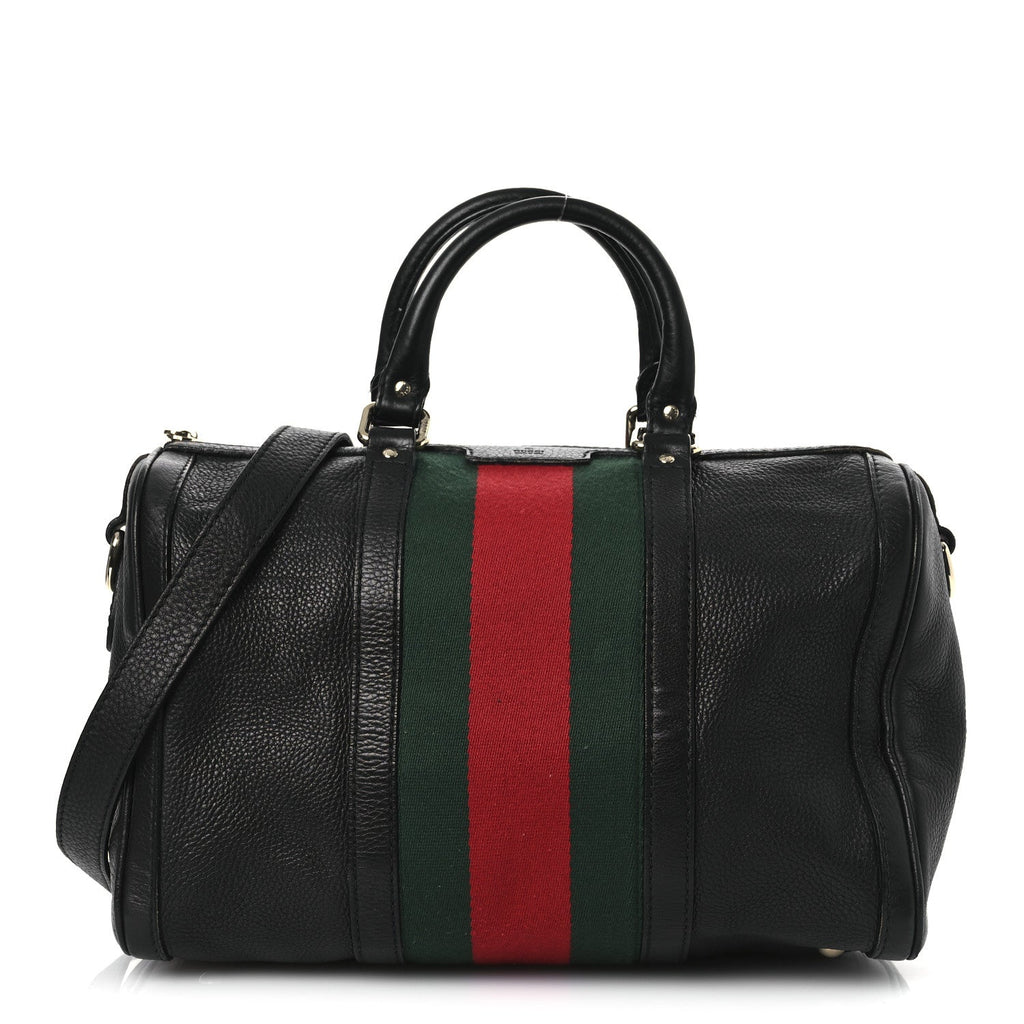 Calfskin Vintage Web Medium Boston Black