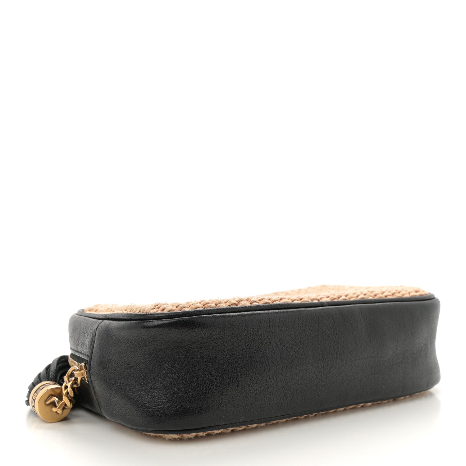 Raffia Canvas Monogram Mini Lou Camera Bag Beige Black