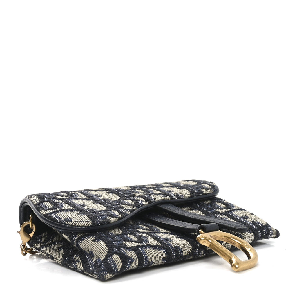 Oblique Nano Saddle Chain Pouch Blue