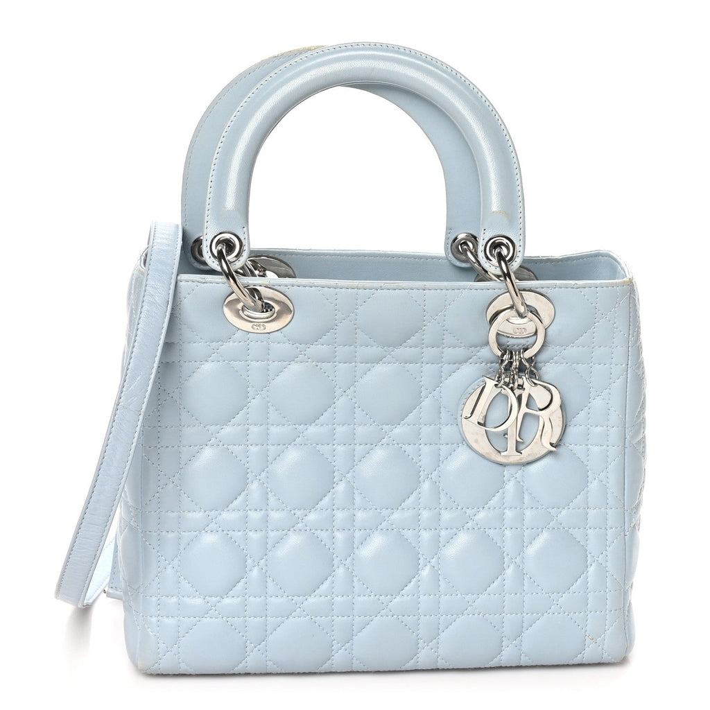 Lambskin Cannage Medium Lady Dior Light Blue