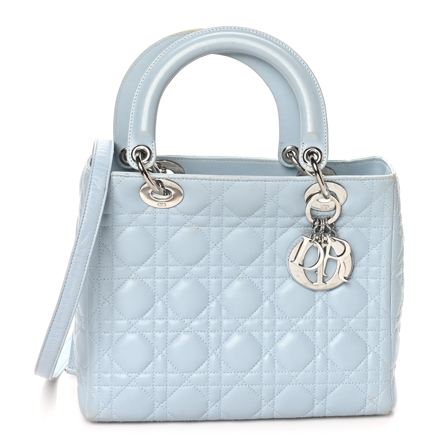 Lambskin Cannage Medium Lady Dior Light Blue