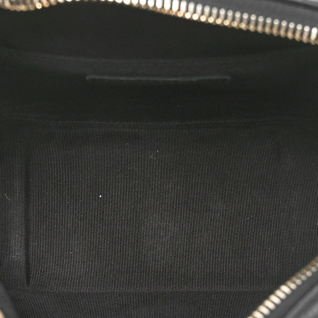 Lambskin Quilted Studded Quilted Vanity Case With Chain Black