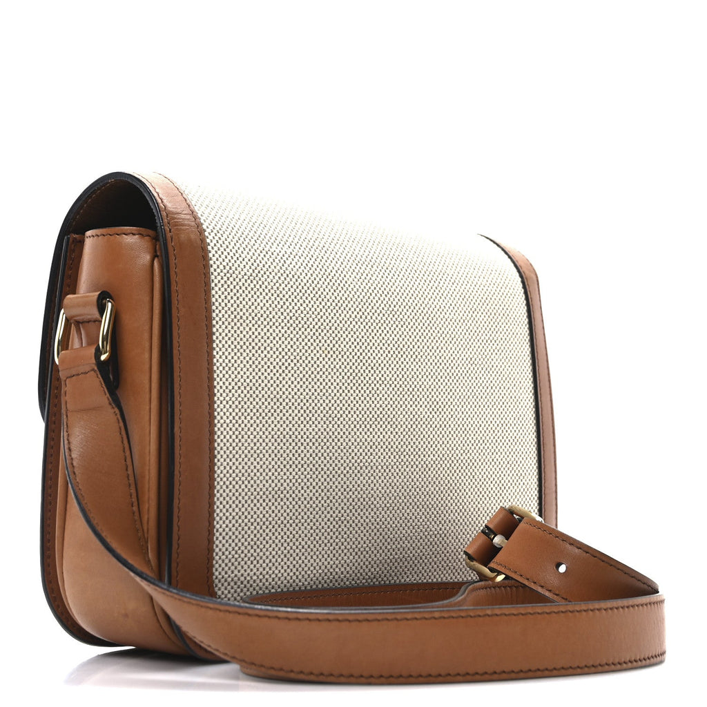 Canvas Calfskin Triomphe Medium Triomphe Bag Natural Tan