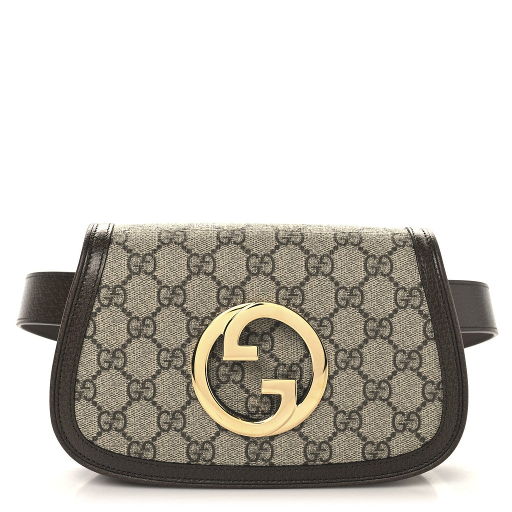 GG Supreme Monogram Textured Dollar Calfskin Blondie Belt Bag 80 32 Beige Ebony New Acero