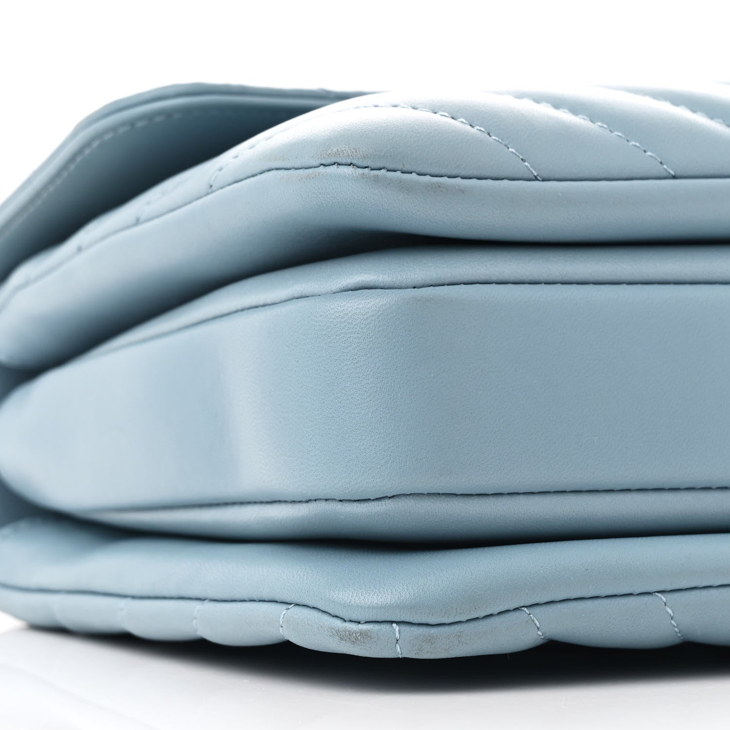 Lambskin Chevron Quilted Small Trendy CC Flap Dual Handle Bag Light Blue