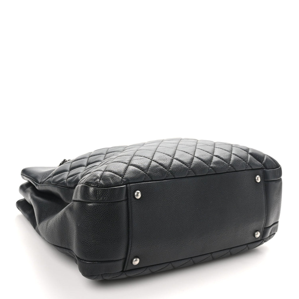 Caviar Quilted Urban Companion Shopping Tote Black