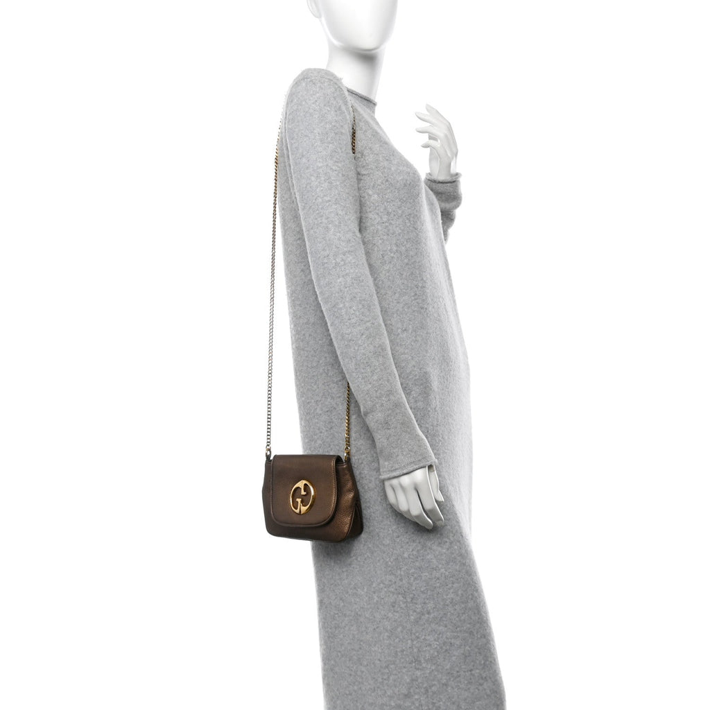 Pebbled Calfskin Small 1973 Chain Shoulder Bag Gold