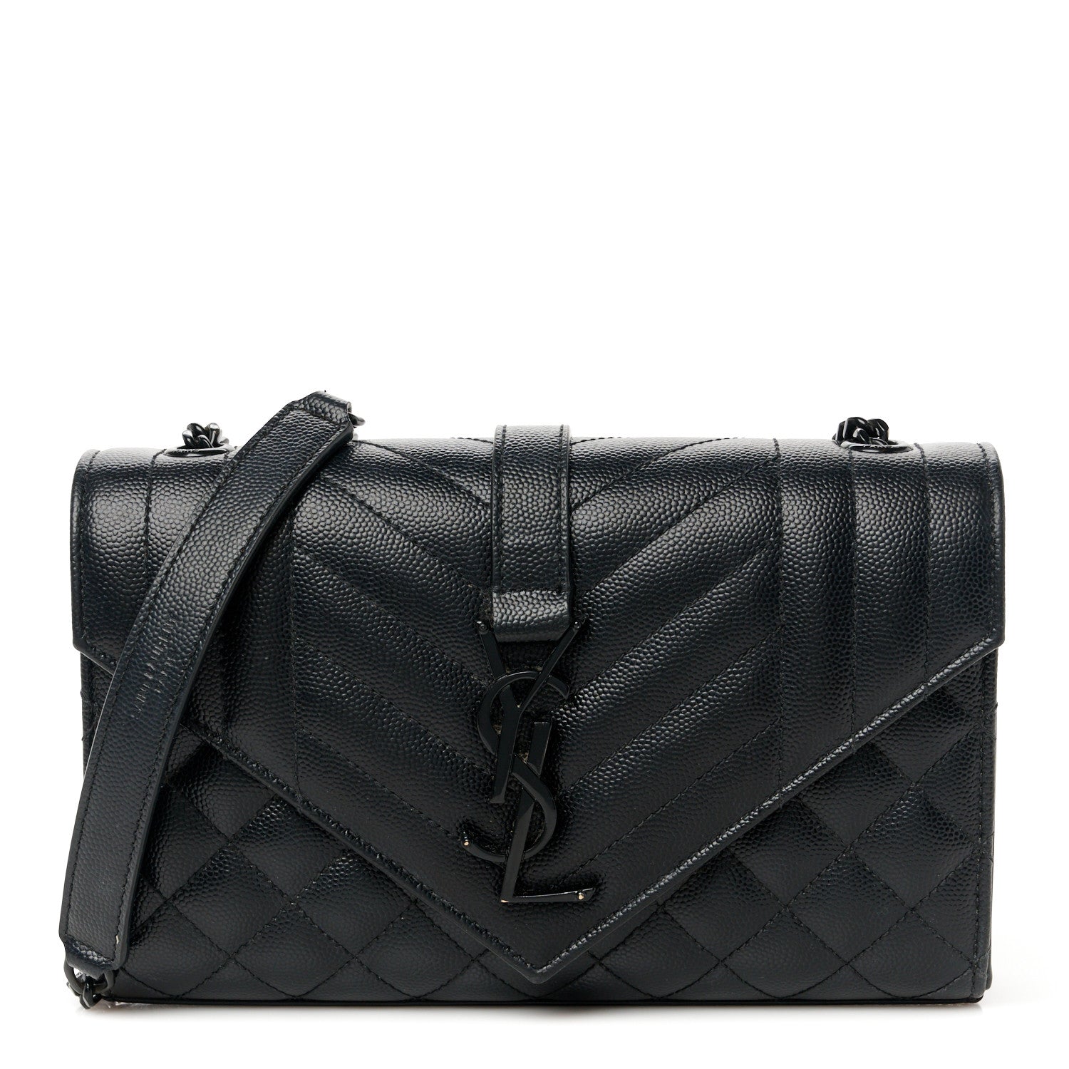 Grain De Poudre Textured Mixed Matelasse Triquilt Small Monogram Monochrome Satchel Black