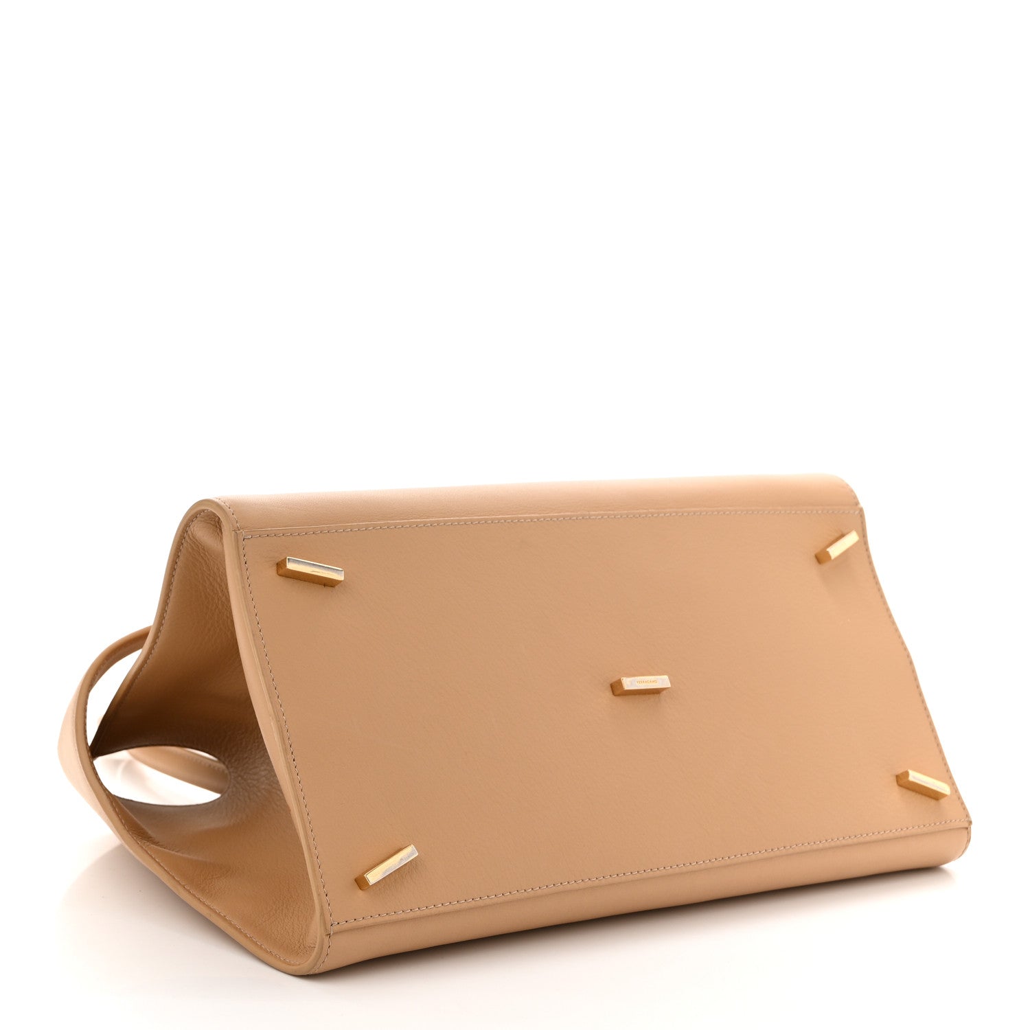Natural Grain Calfskin Small Hug Bag Light Caramel