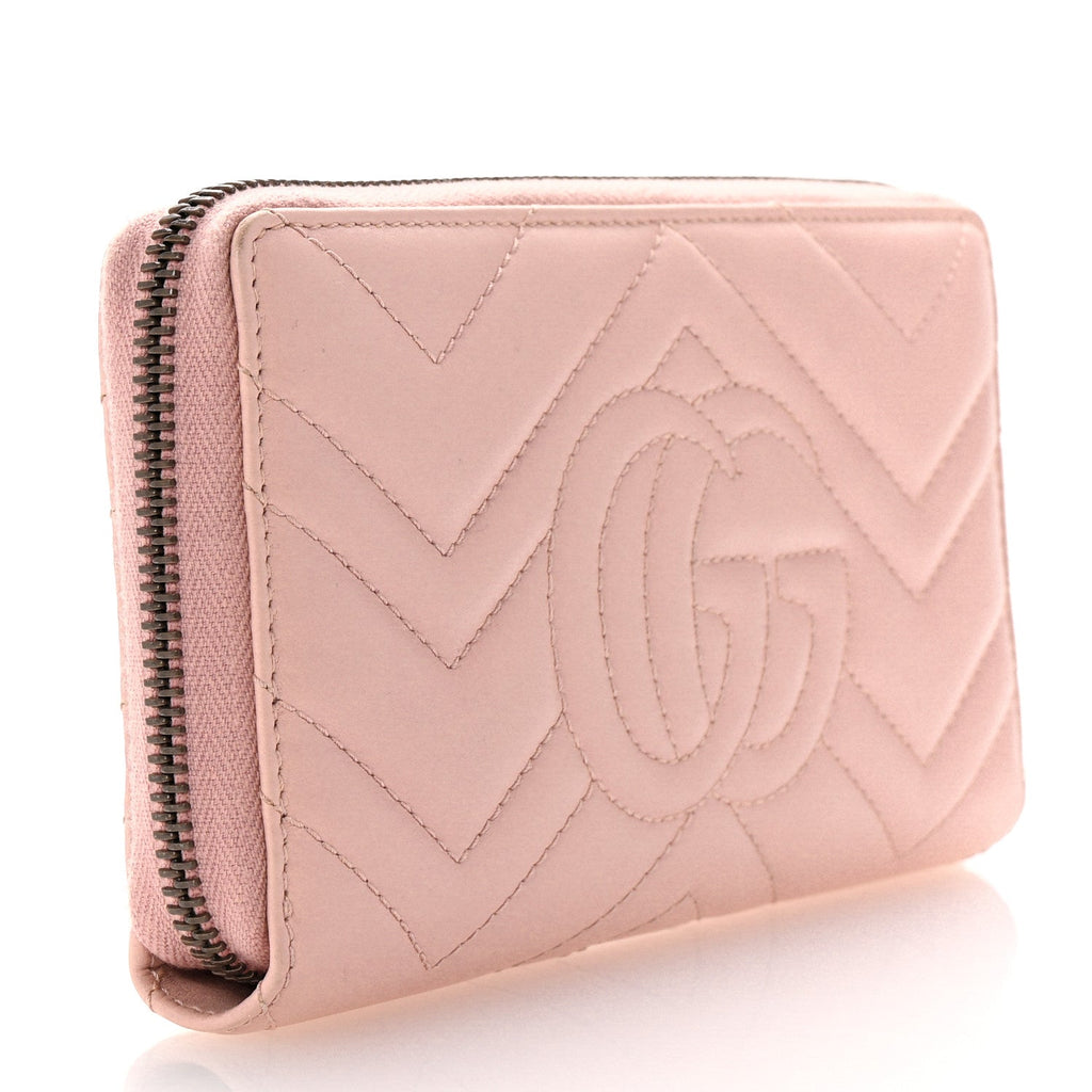 Calfskin Matelasse GG Marmont Zip Around Wallet Perfect Pink