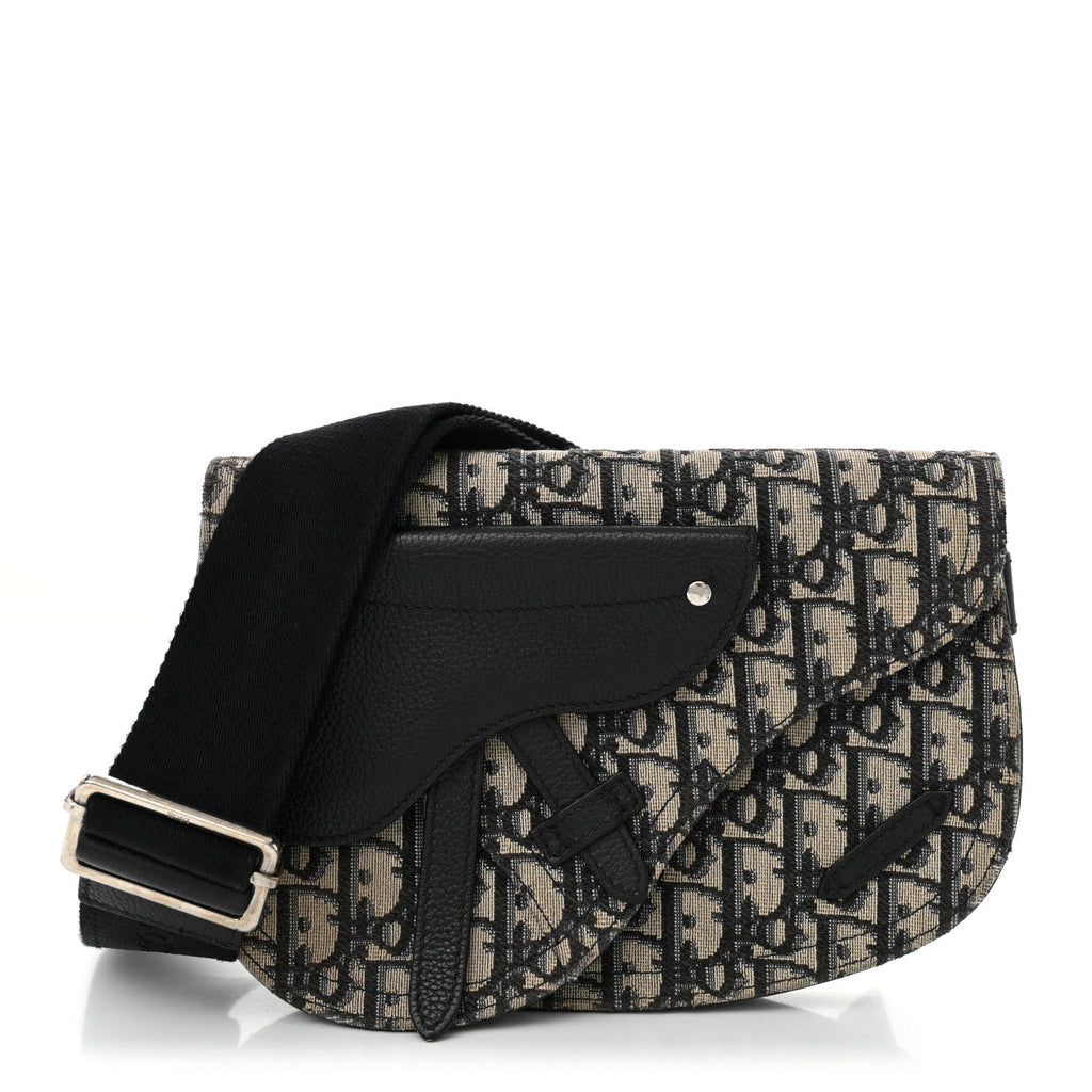 Oblique Saddle Messenger Pouch Beige Black