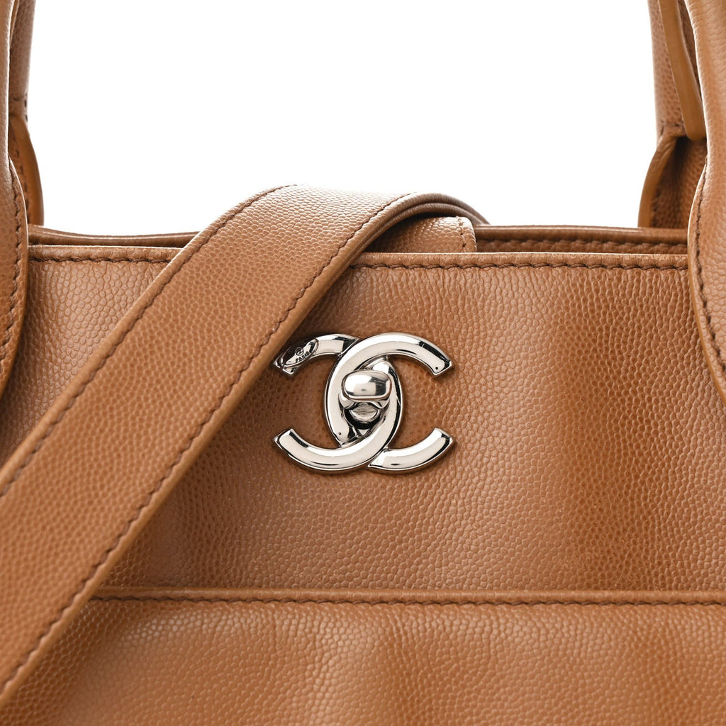 Caviar Medium Cerf Executive Shopper Tote Dark Beige