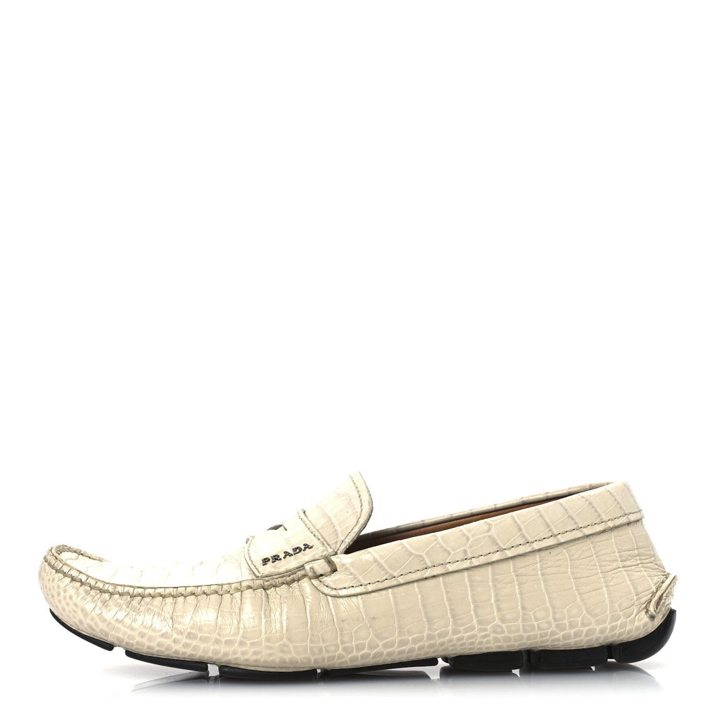 Calfskin Crocodile Embossed Loafers Men's Driving Loafers 8 Cera