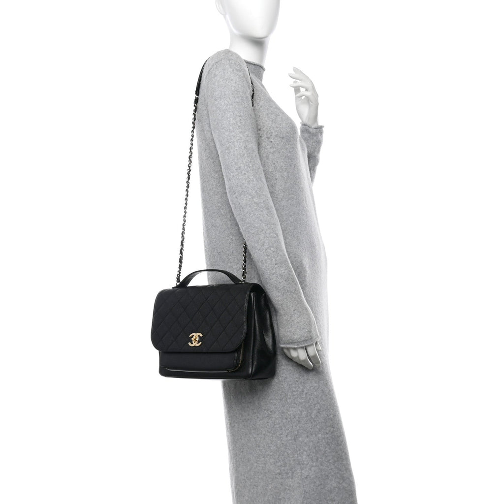 Caviar Quilted Large Business Affinity Flap Black