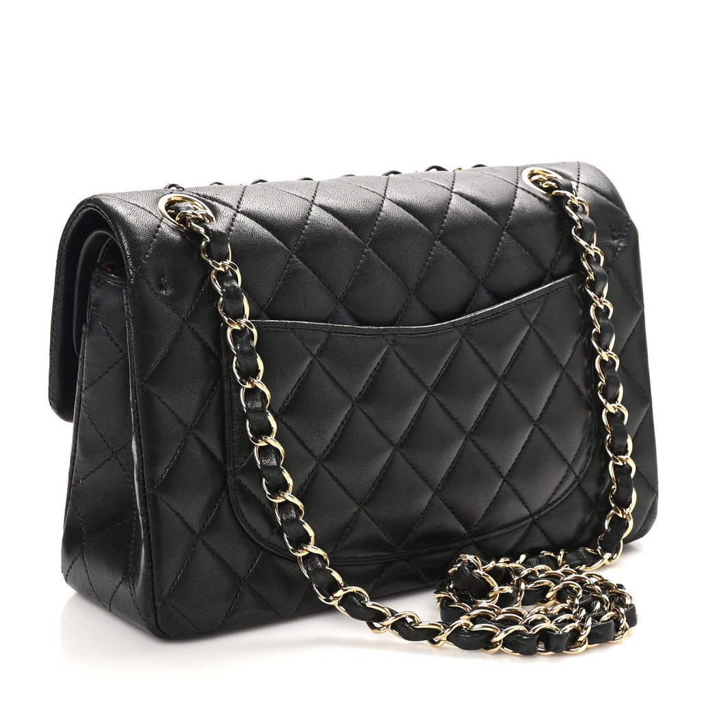 Lambskin Quilted Small Double Flap Black