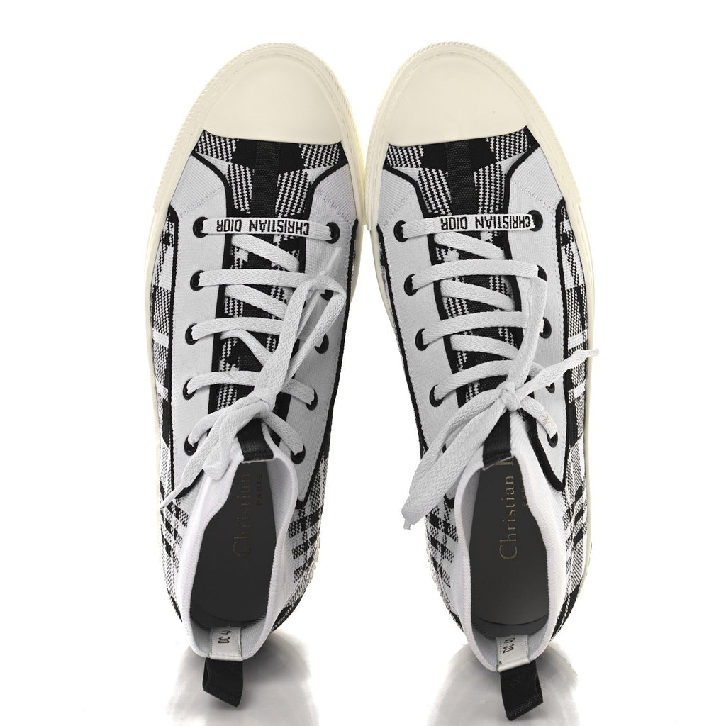 Technical Knit Check'N'Dior Walk'N'Dior High Top Sneakers 40 White Black