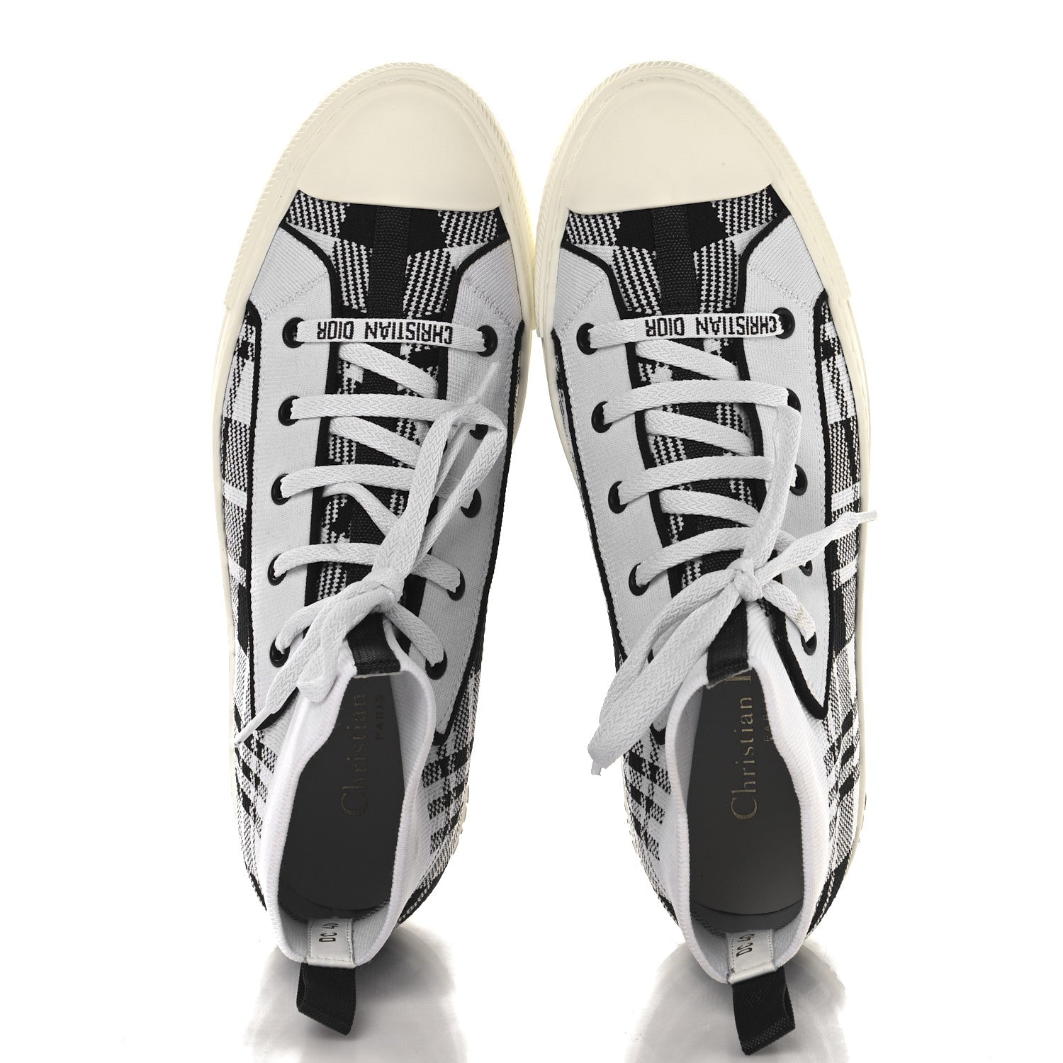 Technical Knit Check'N'Dior Walk'N'Dior High Top Sneakers 40 White Black