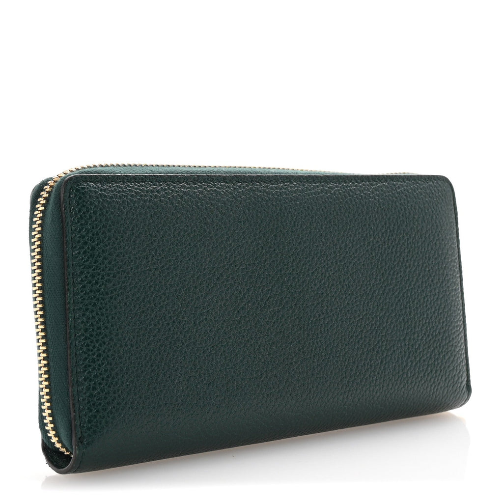Grainy Calfskin Zumi Zip Around Wallet Vintage Green