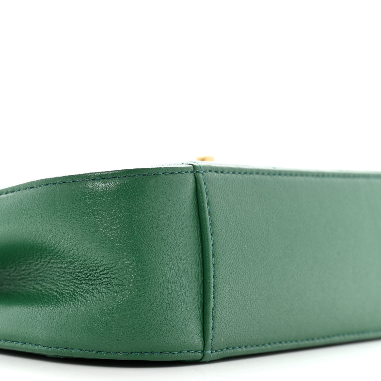 Lambskin Quilted Chain Infinity Top Handle Flap Green