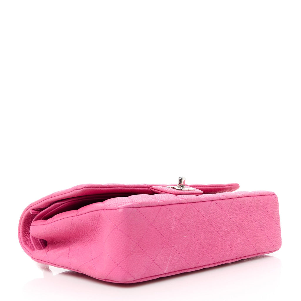 Caviar Quilted Medium Double Flap Pink