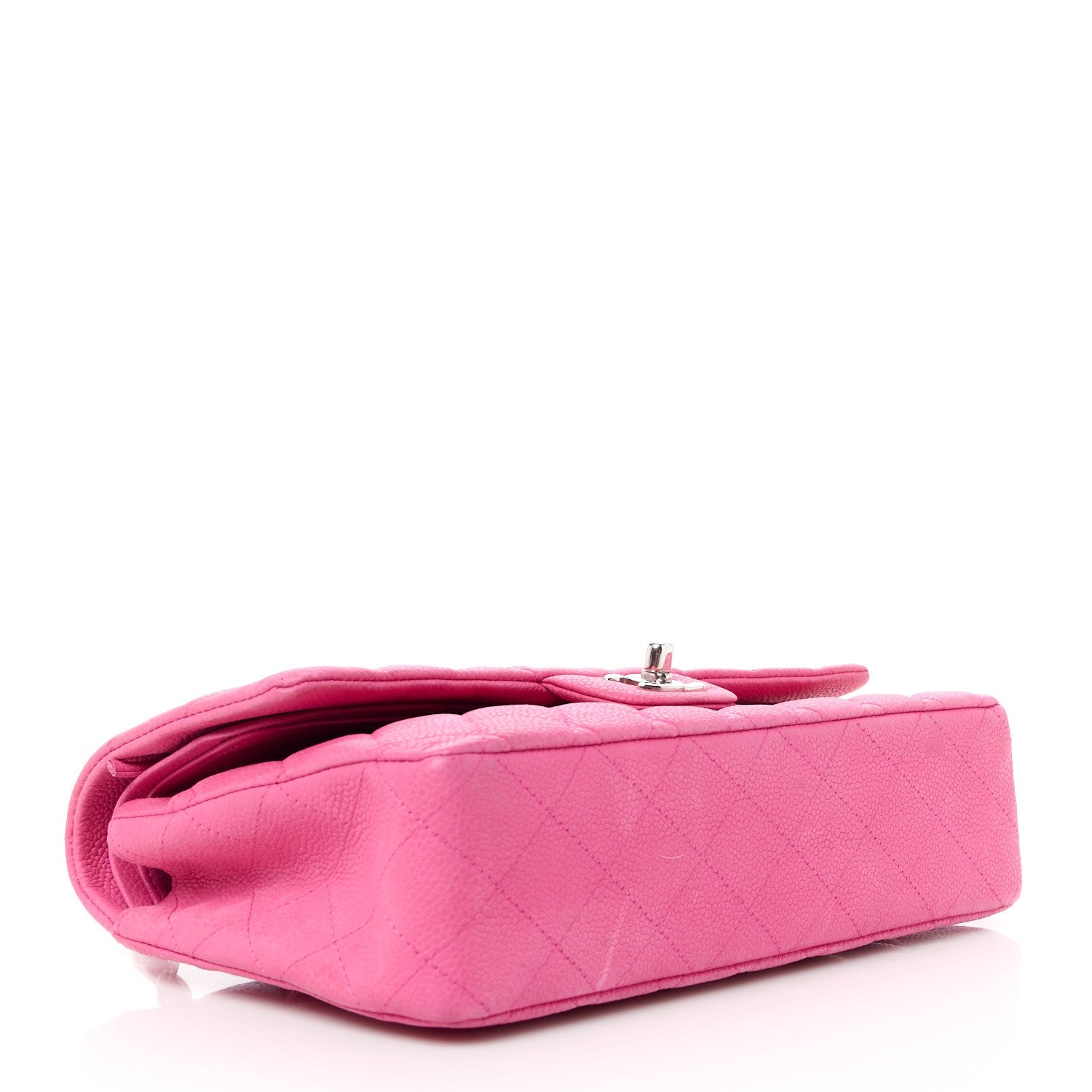 Caviar Quilted Medium Double Flap Pink