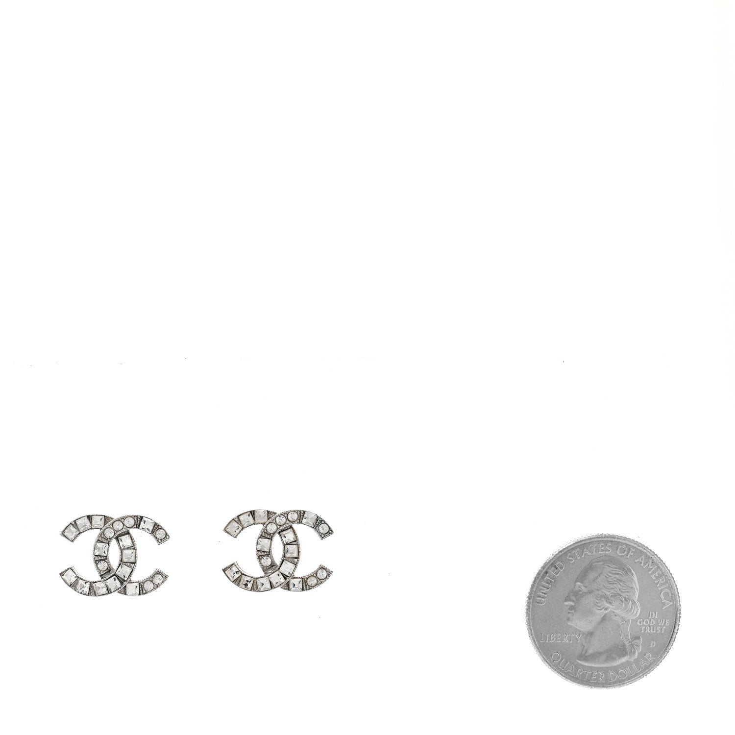 Baguette Crystal CC Earrings Silver