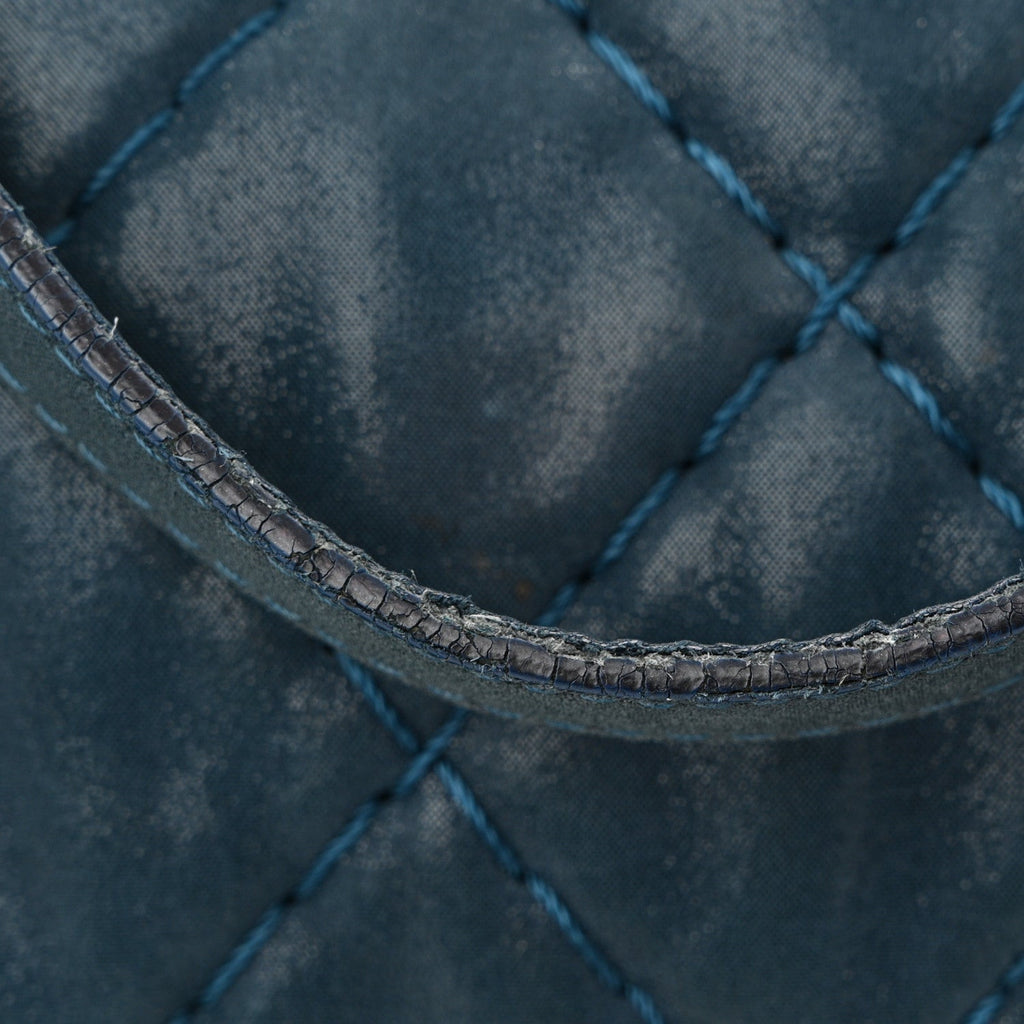 Iridescent Calfskin Quilted Relax CC Bowler Blue