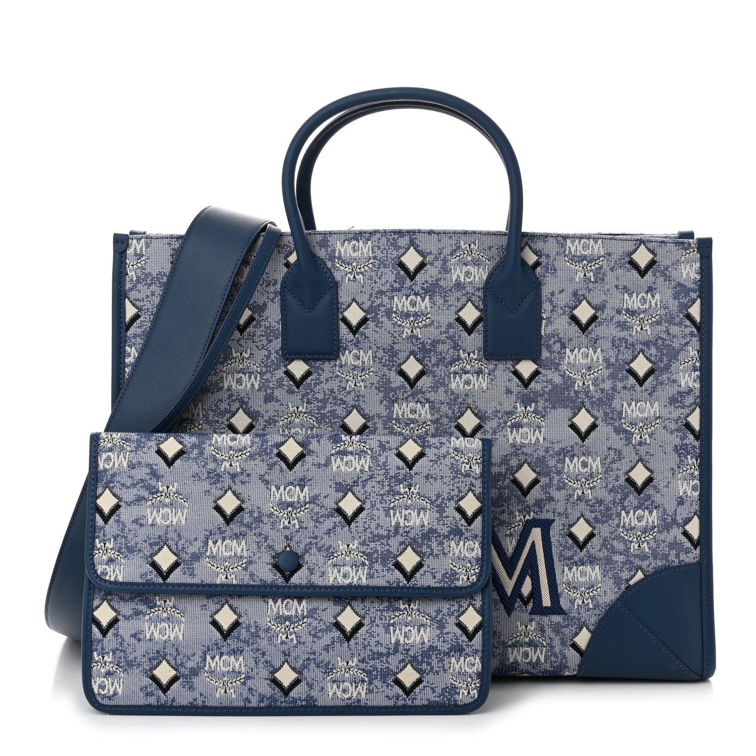 Jacquard Monogram Munchen Extra Large Tote Blue