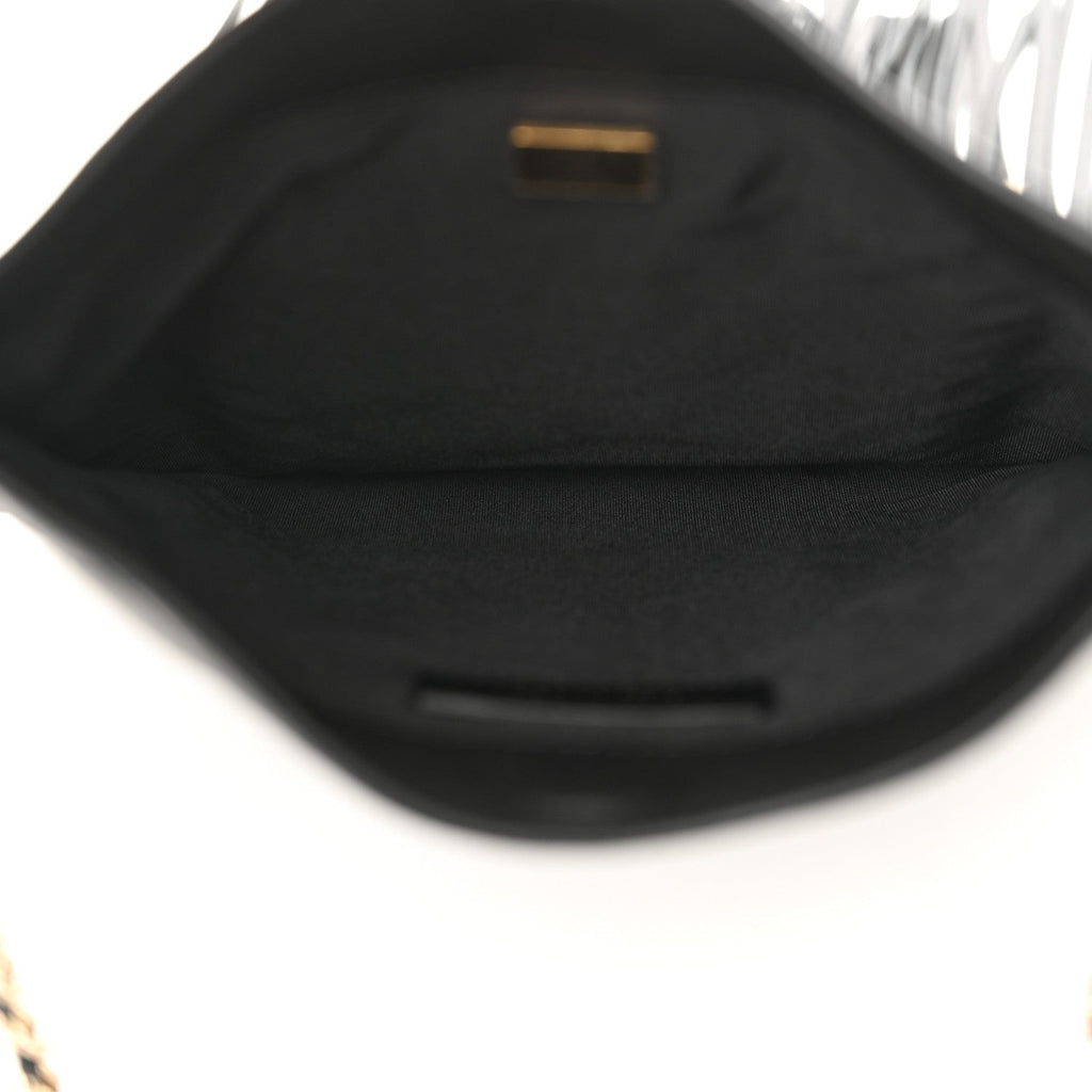 Calfskin Quilted Fringe Small Shopping Bag Black