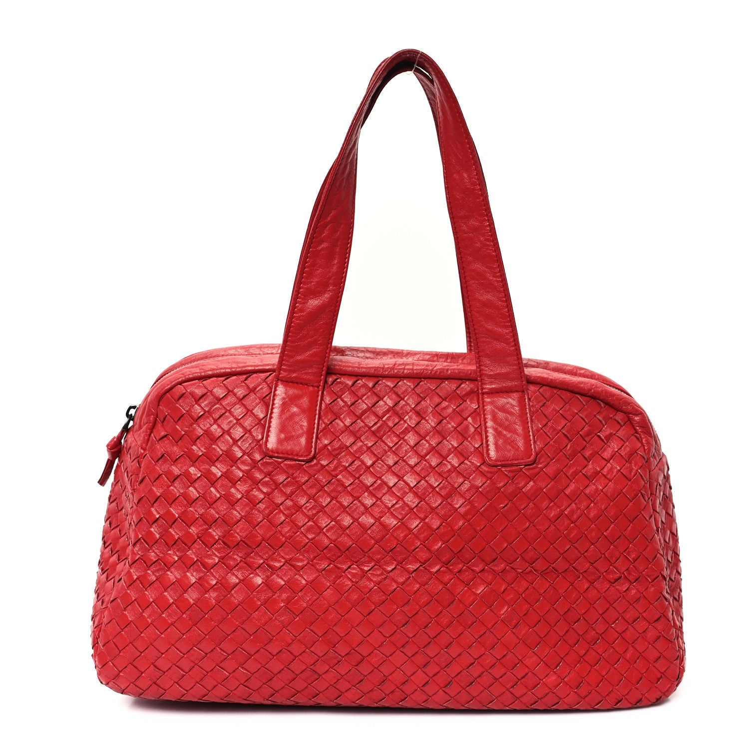 Nappa Intrecciato Boston Bag Carmine