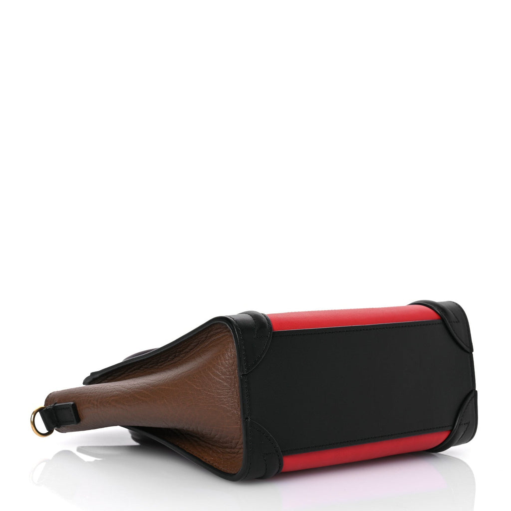 Smooth Calfskin Bullhide Nano Tri-Color Luggage Bright Red