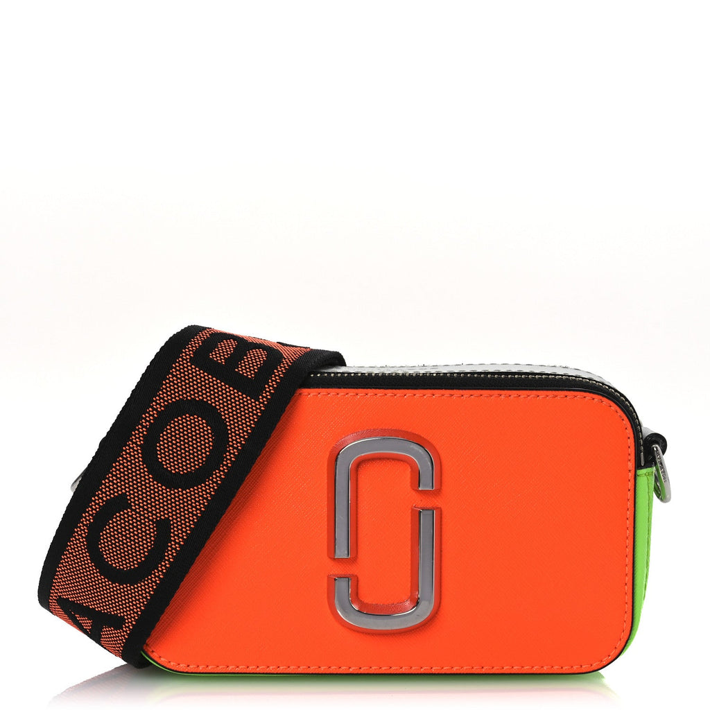 Saffiano Small Fluoro Snapshot Camera Bag Neon Orange