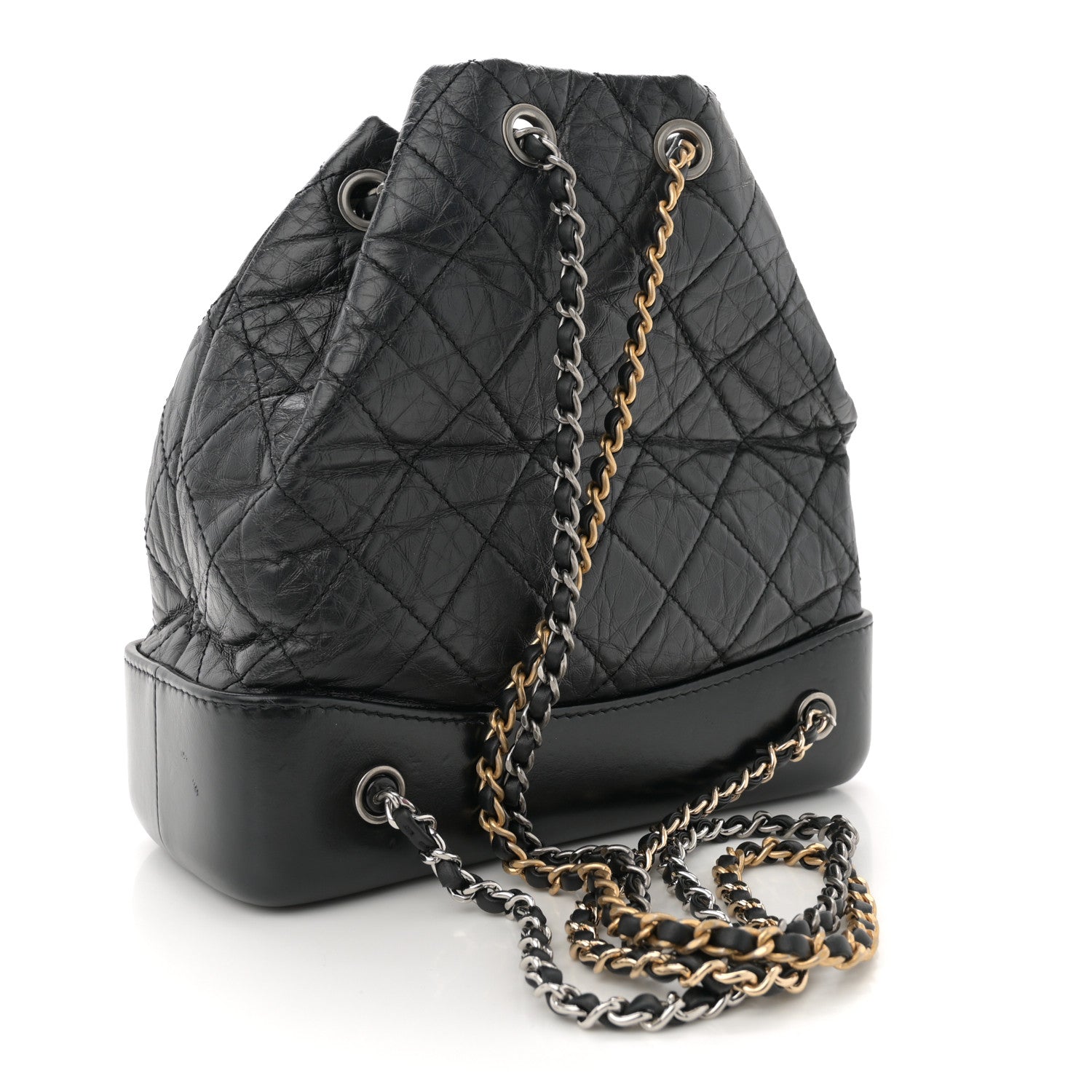 Aged Calfskin Quilted Small Gabrielle Backpack Black