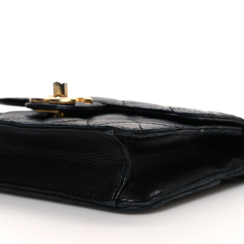 Lambskin Quilted Extra Mini Flap Black